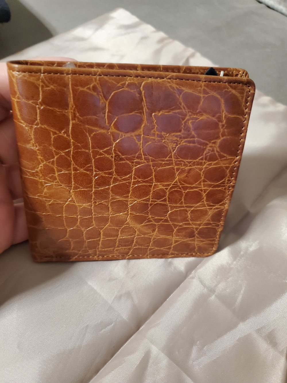 Pierre Cardin Rare Croc-Embossed Leather Hipold Wallet - Caramel Mens New